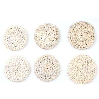 Handmade Woven Rattan Straw Disc Pendant/Connector (1 Pair)
