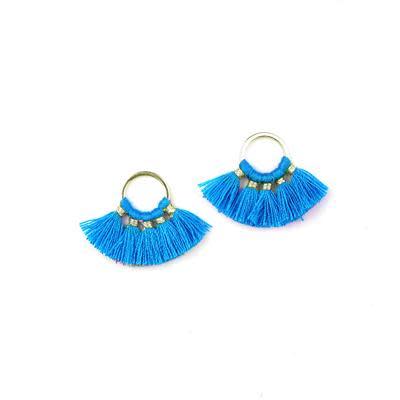 19x29mm Turquoise Fan Tassel on Gold Ring (1 Pair)