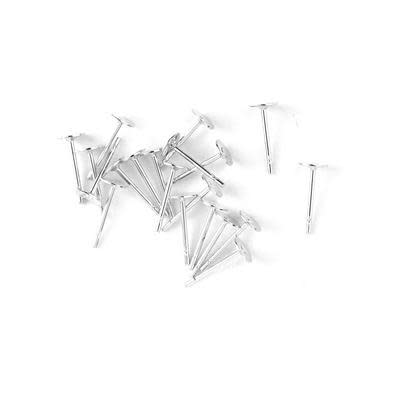 4mm Silver Plated Brass Flat Pad Post Earrings (20 Pieces)