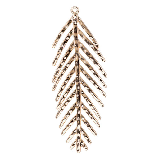 48mm Hammered Leaf Pendant from the Global Collection - Gold Plated