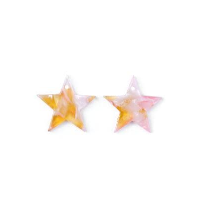 20mm Peach and Yellow Acetate Star Charm (2 Pieces)