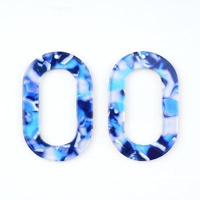 44x28mm Clear Blue Acetate Oval Ring Pendant (1 Pair)