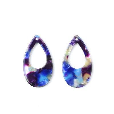 37x21mm Multi Pastel Acetate Teardrop with Small Cutout Pendant (1 Pair)