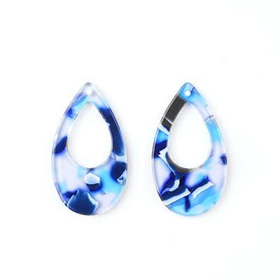 37x21mm Clear Blue Acetate Teardrop with Small Cutout Pendant (1 Pair)