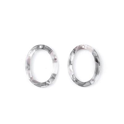 23.5x17.5mm Grey Acetate Oval Ring Pendant (1 Pair)