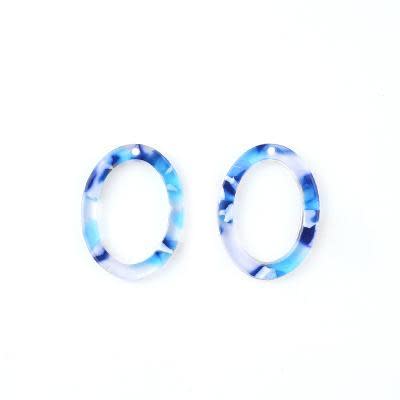23.5x17.5mm Clear Blue Acetate Oval Ring Pendant (1 Pair)