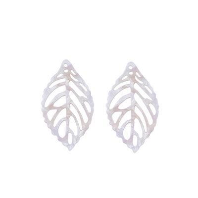 39x22mm Ivory and Cream Acetate Cutout Leaf Pendant