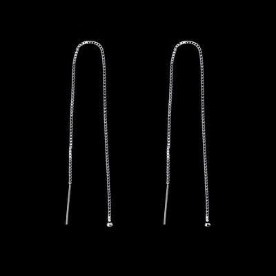 Sterling Silver Box Chain Ear Threads (1 Pair)