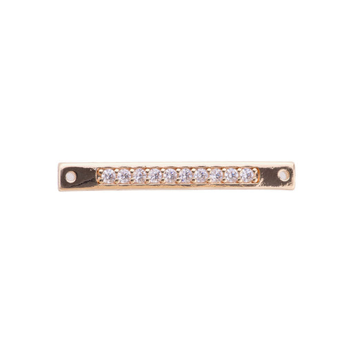 32mm Bar Connector with Crystal Embellishments from the Glam Collection - Gold Plated