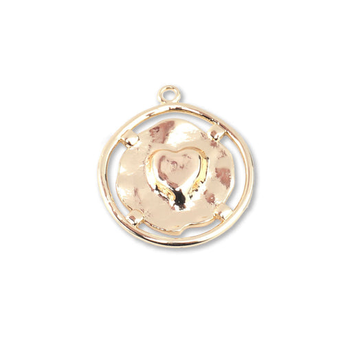19mm Suspended Heart Gold Plated Brass Charm/Pendant