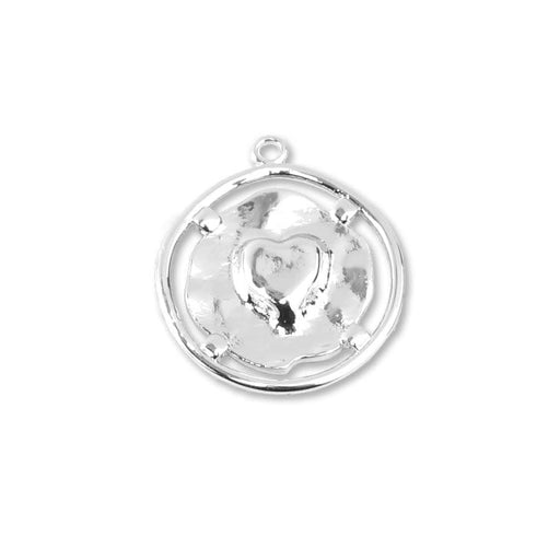 19mm Suspended Heart Silver Plated Brass Charm/Pendant