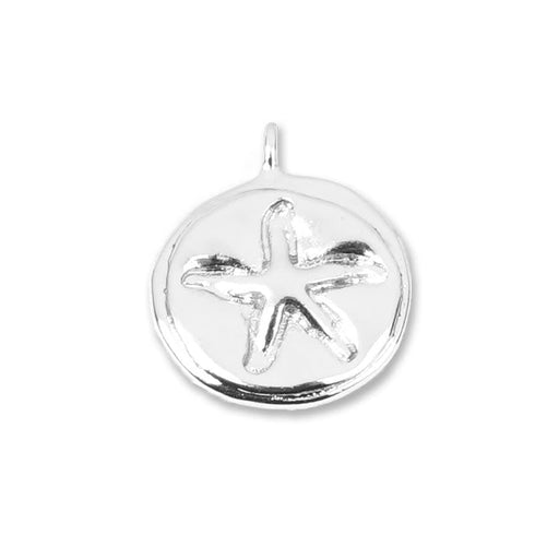 14mm Starfish Embossed Silver Plated Brass Charm/Pendant