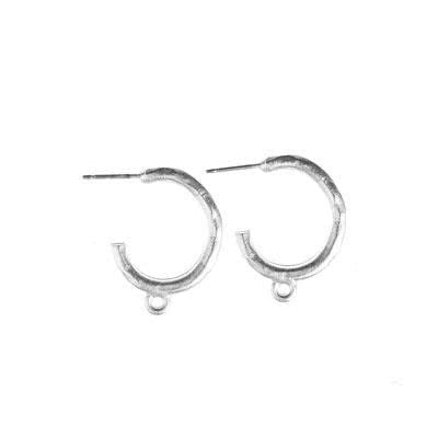 22mm Antique Silver Semi Hoop With Loop Earrings (1 Pair)