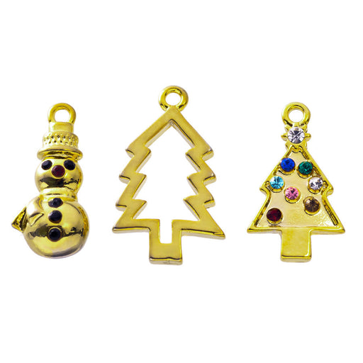 Festive Holiday Charm 3 piece Set in Gold Plating