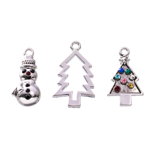 Festive Holiday Charm 3 piece Set in Rhodium Plating