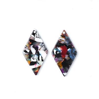 41x21mm Multi Color Acetate Diamond Shape Pendant (1 Pair)