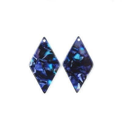 41x21mm Blue Acetate Diamond Shape Pendant (1 Pair)