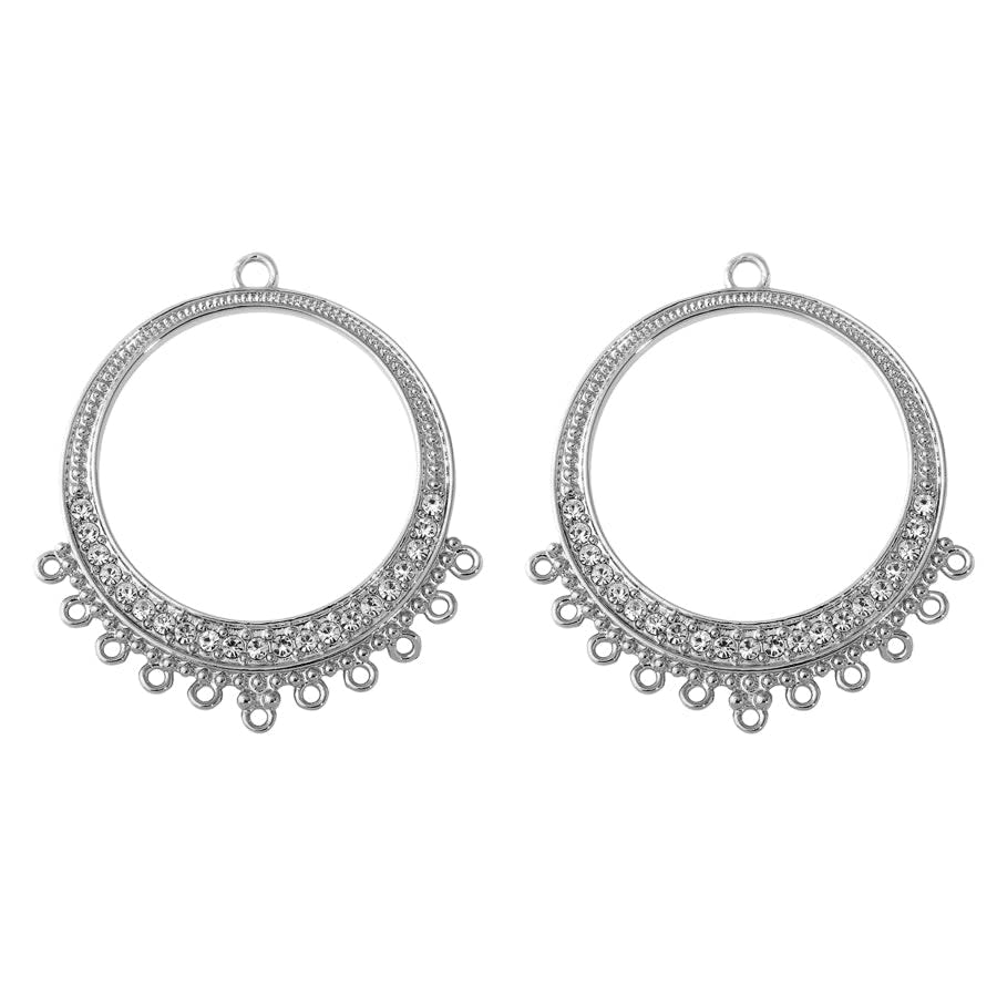 48x44mm Crystal Embellished Multi Loop Hoop Component in Rhodium ...