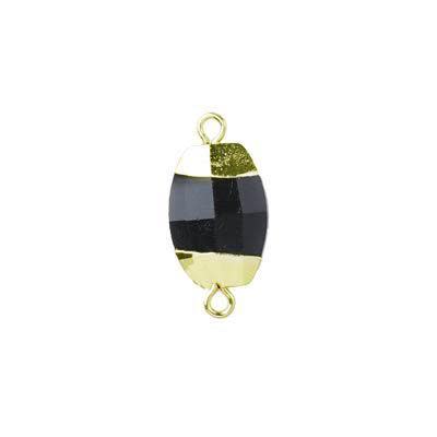 15mm Gold Plated Onyx Faceted Oval Connector