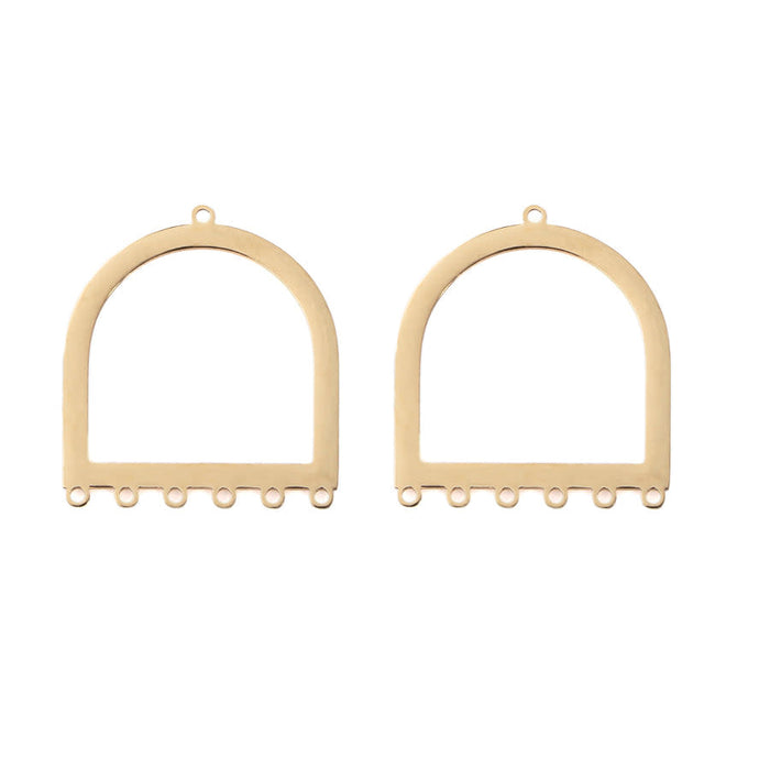 29x26mm Large D-Ring Connector from the Deco Collection - Gold Plated Brass (1 Pair)