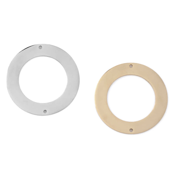 35mm Shiny Wide Ring Connector / Component from the Chic Collection Rhodium Plated Brass (1 Pair)