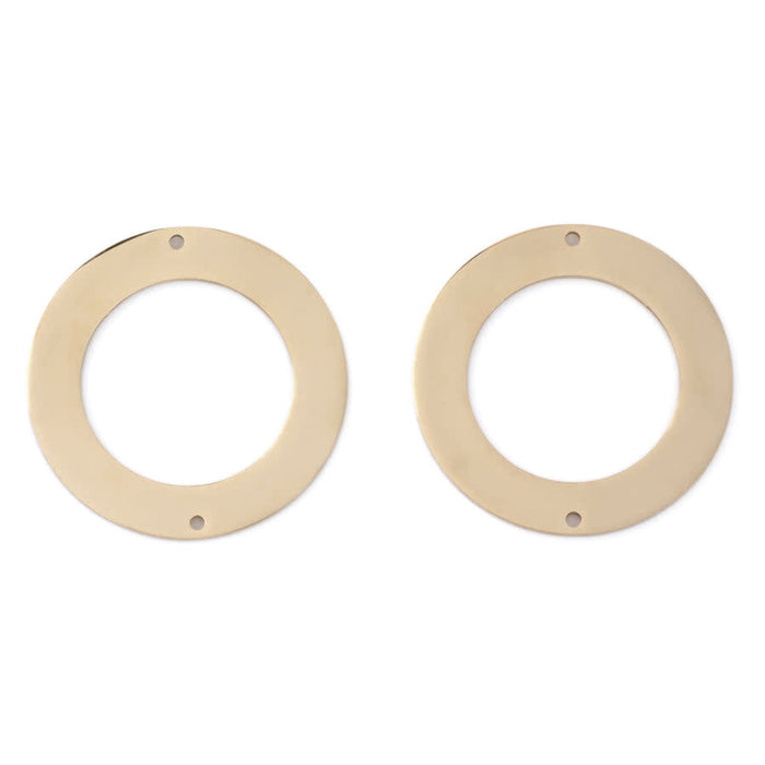 35mm Shiny Wide Ring Connector / Component from the Chic Collection - Gold Plated Brass (1 Pair)