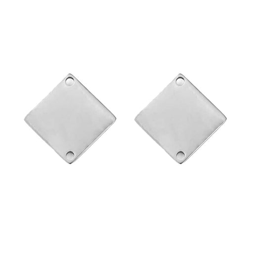 16mm Shiny Diamond Shaped Connector / Component from the Chic Collection - Rhodium Plated Brass (1 Pair)