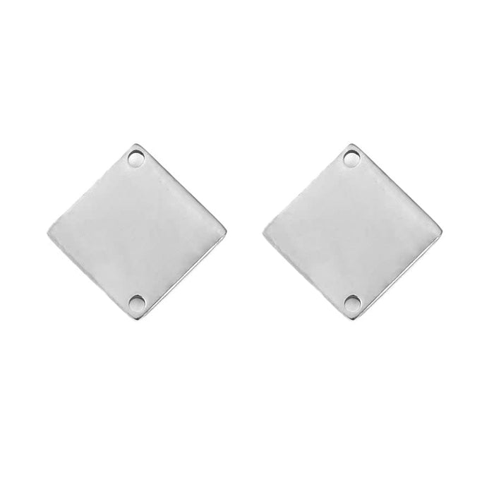 16mm Shiny Diamond Shaped Connector / Component from the Chic Collection - Rhodium Plated Brass (1 Pair)