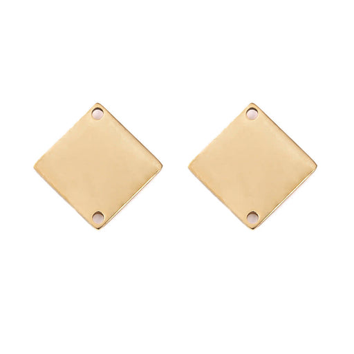 16mm Shiny Diamond Shaped Connector / Component from the Chic Collection - Gold Plated Brass (1 Pair)