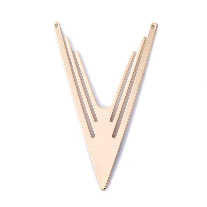 60mm Grande Art Deco 'V' Connector/Pendant from the Deco Collection - Gold Plated Brass