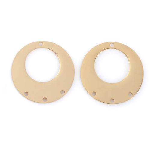 22mm Shiny Off Center Donut Connector / Component from the Chic Collection- Gold Plated Brass (1 Pair)