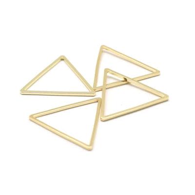 24mm Triangle Beadable Frame Connector in Gold Plated Brass (4 Pieces)