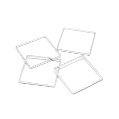 25mm Square or Diamond Beadable Frame Connector in Rhodium Plated Brass from the Geo Collection (4 Pieces)