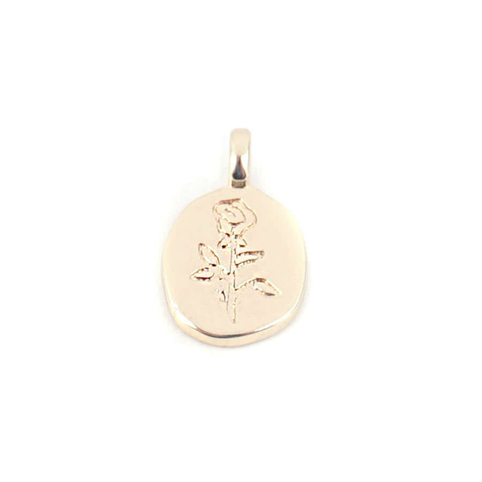 11mm 14k Gold Plated Brass Oval Rose Charm/Pendant
