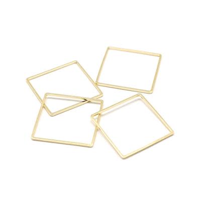 25mm Square or Diamond Beadable Frame Connector in Gold Plated Brass from the Geo Collection (4 Pieces)