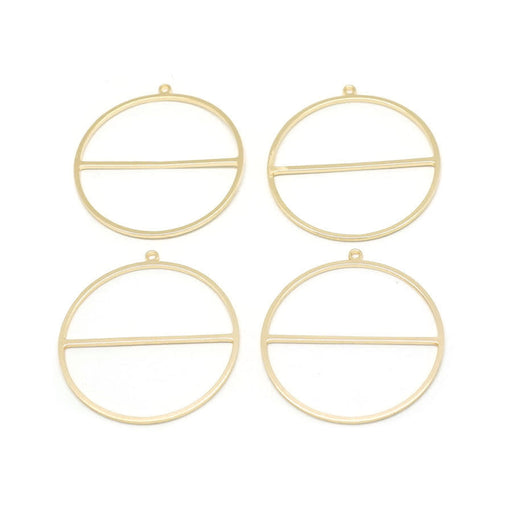 30mm Circle with Bar Connector Beadable Frame in Gold Plated Brass from the Geo Collection (4 Pieces)