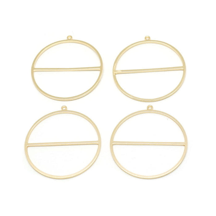 30mm Circle with Bar Connector Beadable Frame in Gold Plated Brass from the Geo Collection (4 Pieces)