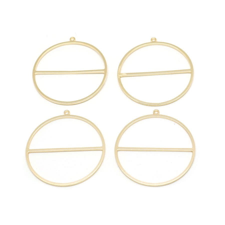 30mm Circle with Bar Connector Beadable Frame in Gold Plated Brass from the Geo Collection (4 Pieces)