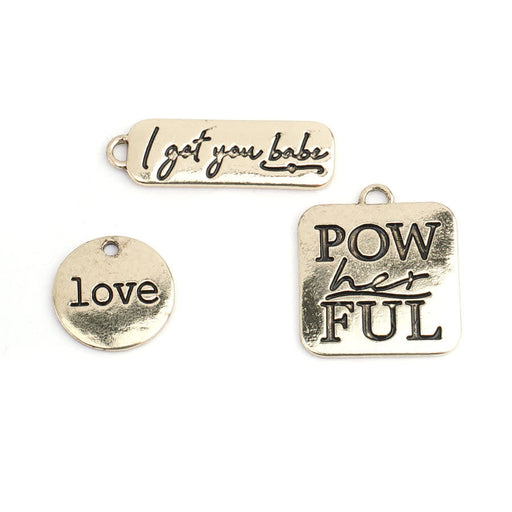 PowHERful 3 Piece Charm Set in Gold - "I Got You Babe" "PowHERful" "Love" - GB Exclusive