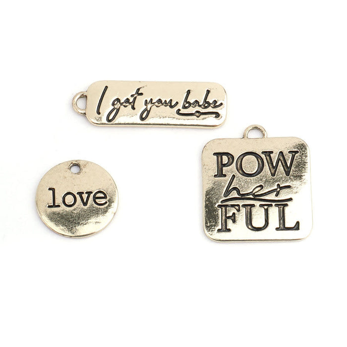 PowHERful 3 Piece Charm Set in Gold - "I Got You Babe" "PowHERful" "Love" - GB Exclusive