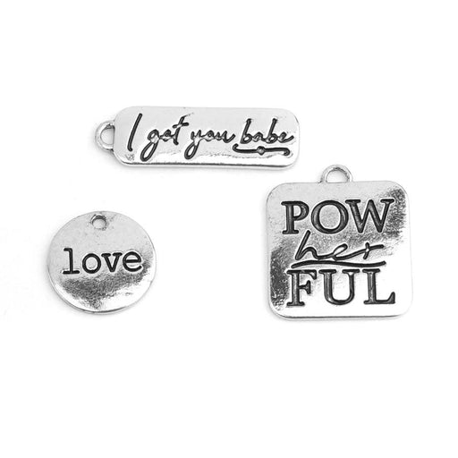 PowHERful 3 Piece Charm Set in Silver - "I Got You Babe" "PowHERful" "Love" - GB Exclusive