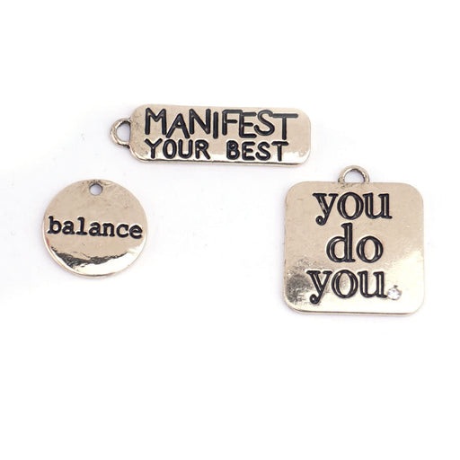 PowHERful 3 Piece Charm Set in Gold - "Manifest Your Best" "You Do You" "Balance" - GB Exclusive