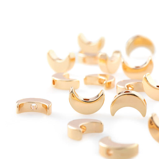 10x6mm Gold Plated Crescent Center Drilled Bead (20 Pieces)