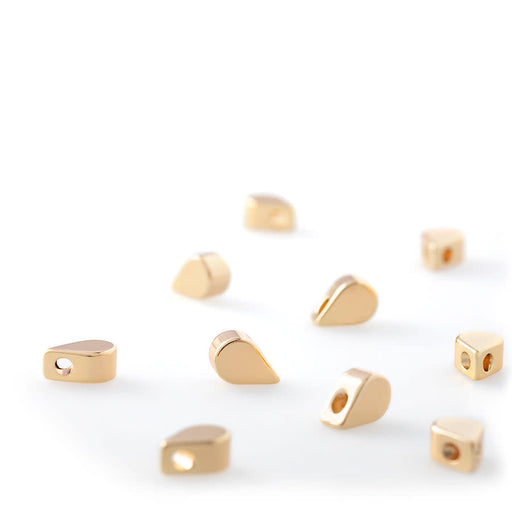 4x6mm Gold Plated Teardrop Shiny Metal Bead (10 Pieces)