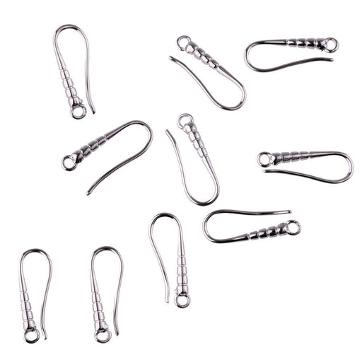 20mm Rhodium Plated French Hook Ear Wire with Loop (10 Pieces)