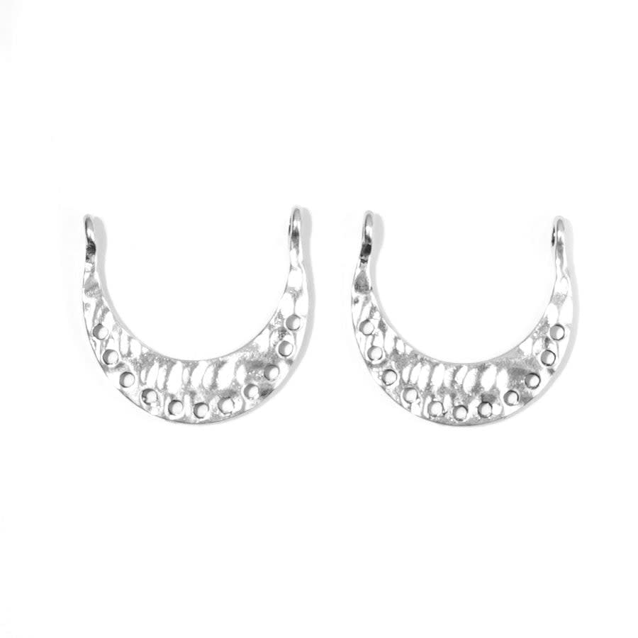 24mm U-Shaped Hammered Metal Component in Rhodium Plating from the Global Collection (1 Pair)