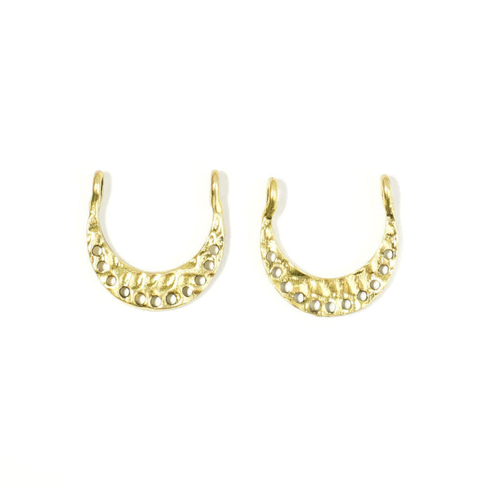 18mm Mini U-Shaped Hammered Metal Component in Gold Plating from the Global Collection (1 Pair)