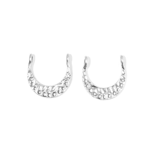 18mm Mini U-Shaped Hammered Metal Component in Rhodium Plating from the Global Collection (1 Pair)