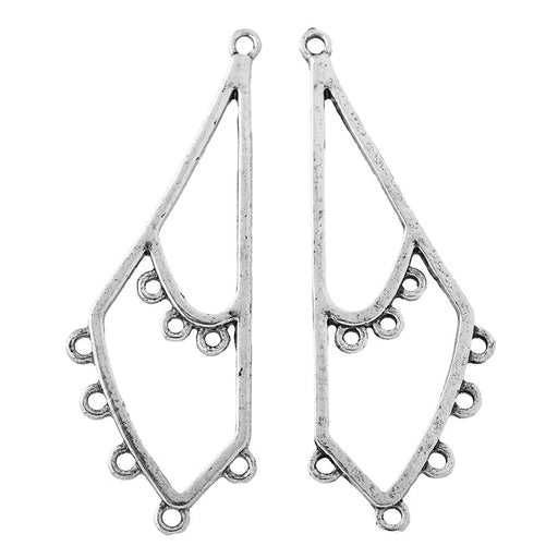 53mm Elongated Asymmetrical Metal Components in Rhodium Plating from the Global Collection (1 Pair)