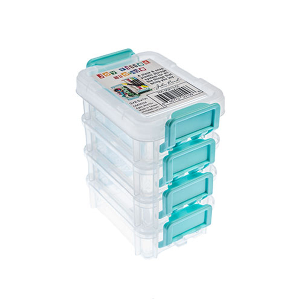 Storage Container, 4 Piece Stackable Rectangles with Lids 3x2.5 Inches (1 Set)